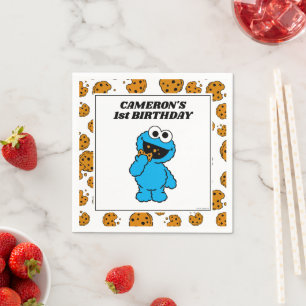 Simple Cookie Monster 1st Birthday  Napkin