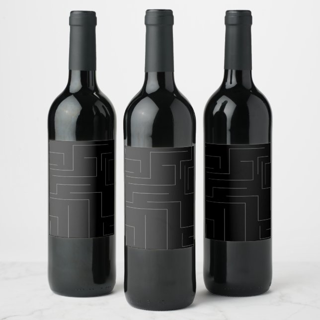 Simple, cool abstract, motion concept line pattern wine label (Bottles)