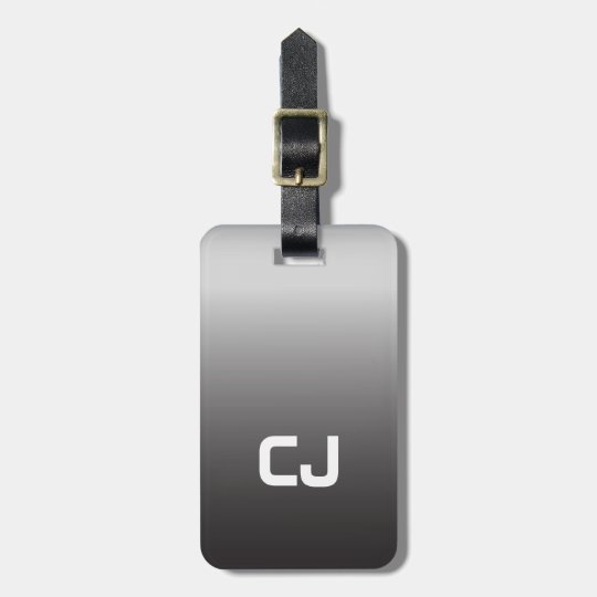 Simple Cool Grey White Monogram Luggage Tag