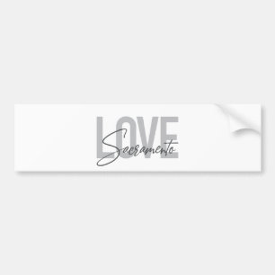 Simple, cool, modern design of Love Sacramento Bumper Sticker