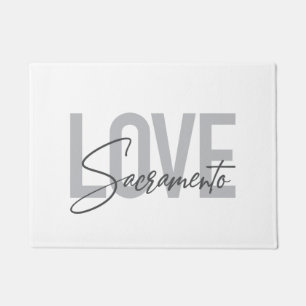 Simple, cool, modern design of Love Sacramento Doormat