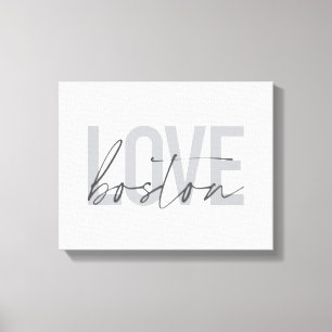 Simple, cool, modern, urban design of Love Boston Canvas Print