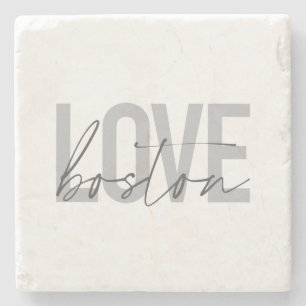 Simple, cool, modern, urban design of Love Boston Stone Coaster