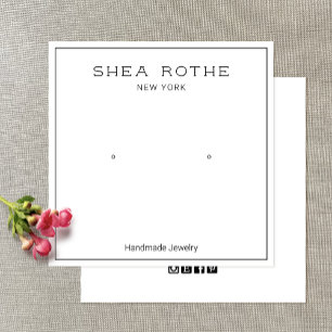 Simple Cool Modern White Stud Earring Display Card
