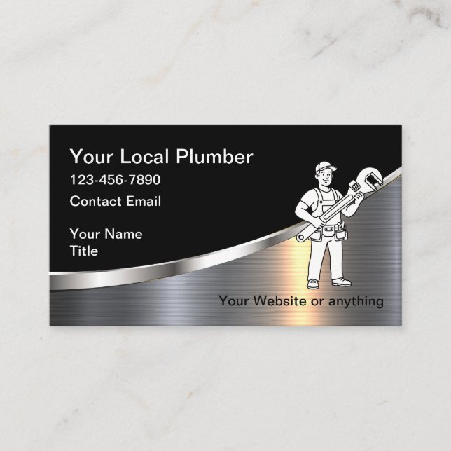 Simple Cool Plumber Service Business Cards (Front)