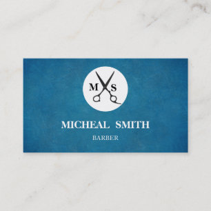 Simple Cool Retro Vintage Barber Monogram Scissors Business Card