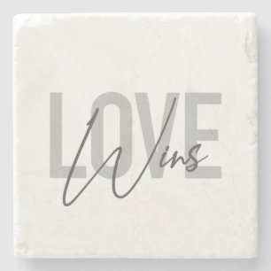 Simple, cool, urban, trendy, modern Love Wins Stone Coaster