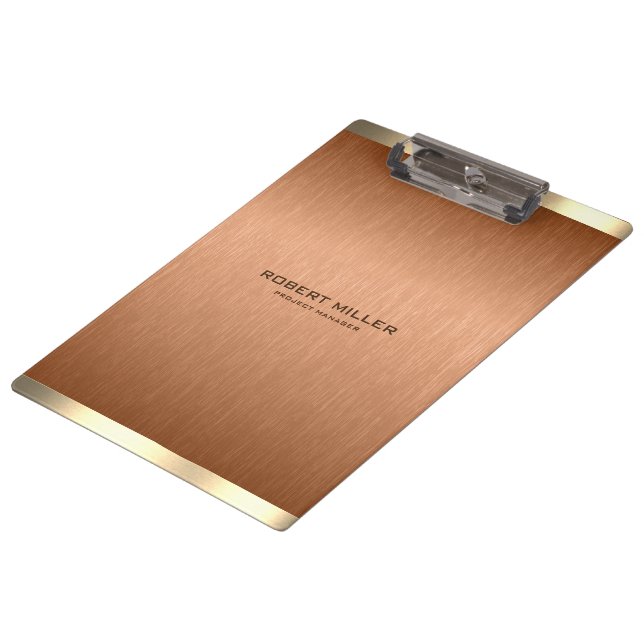 Simple copper-brown and gold metallic texture clipboard (Angled)