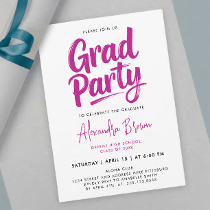Simple Coquette Girly Pink Grad Brush Calligraphy Invitation