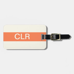 Simple Coral Ivory Monogram Initials Luggage Tag