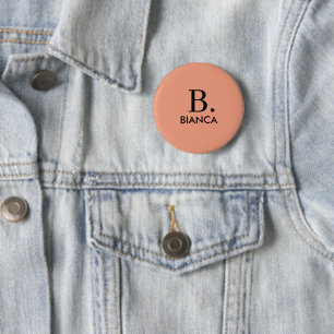 Simple coral pink minimalist monogram 2 inch round button