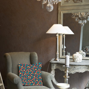 Simple coral turguoise grey Butterfly pattern Throw Pillow