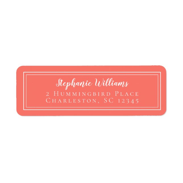 Simple Coral Wedding RSVP Return Address     (Front)