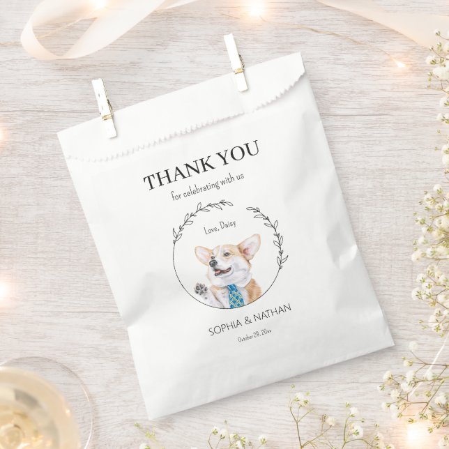 Simple Corgi Dog Wedding Thank You Favour Bag (Clipped)