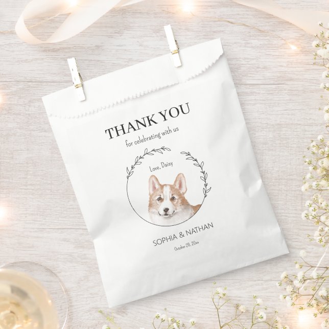 Simple Corgi Dog Wedding Thank You Favour Bag (Clipped)
