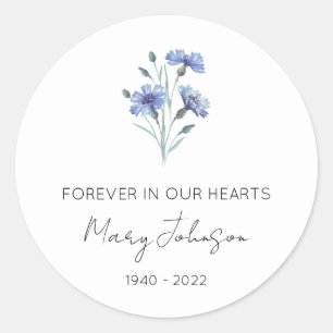 Simple Cornflower Memorial Classic Round Sticker