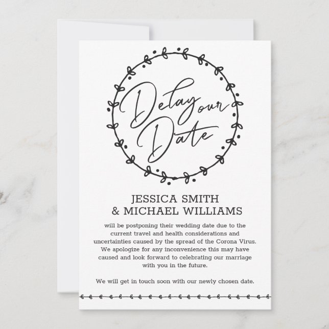 Simple Corona Virus Change Date Wedding Card (Front)