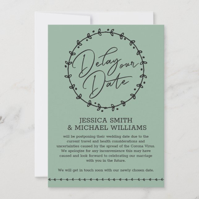 Simple Coronavirus Change Date Wedding Card (Front)