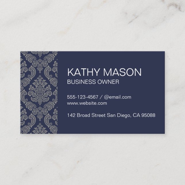 Simple Corporate Damask Pattern Business Card (Front)