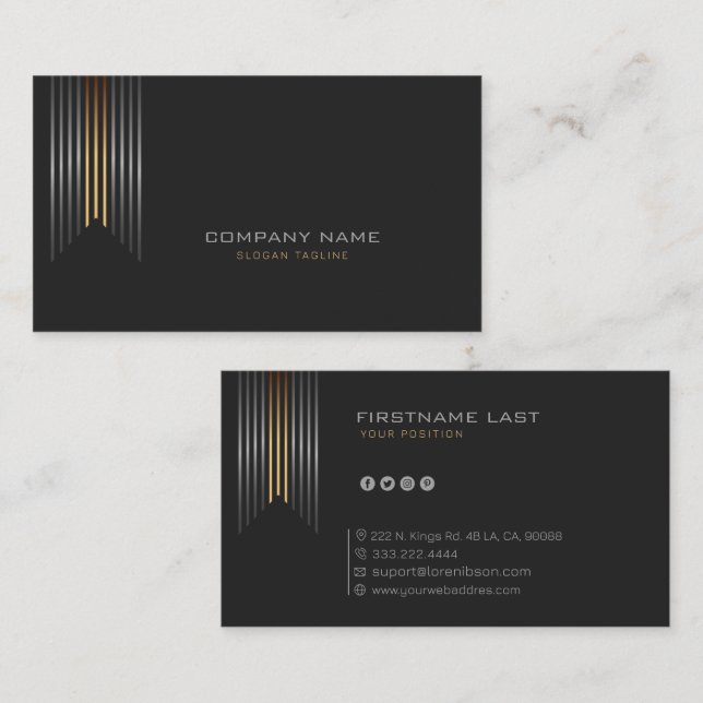 Simple corporate design with stripes design accent business card (Front/Back)