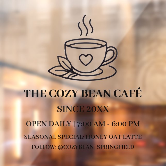 Simple Corporate Heart Cup Local Specialty Café  Window Cling (Sheet 2)