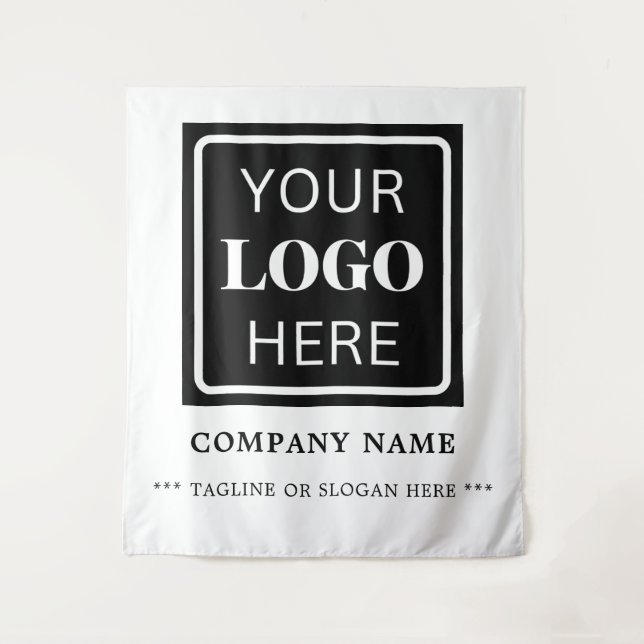 Simple Corporate Logo Modern Event Backdrop Tapestry (Front)