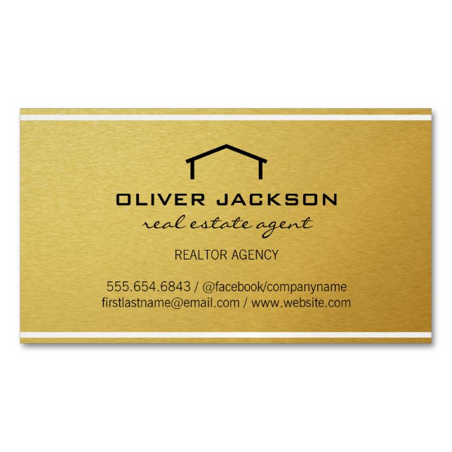 Simple Corporate Real Estate Agent Magnetic Business Card (Front)