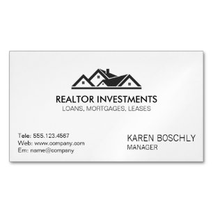 Simple Corporate Real Estate Agent Magnetic Business Card
