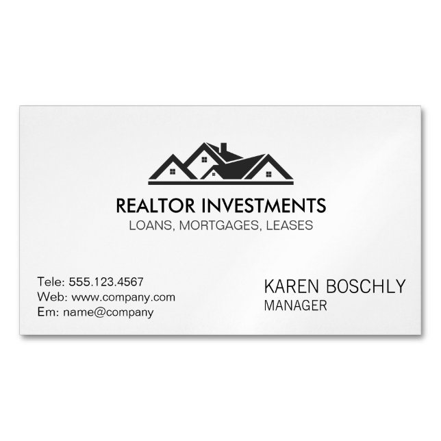 Simple Corporate Real Estate Agent Magnetic Business Card (Front)