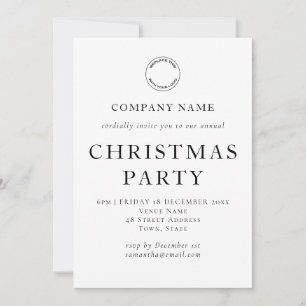 Simple Corporate Text Black White Christmas Party Invitation