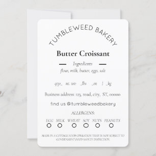 Simple Cottage Food Label Template