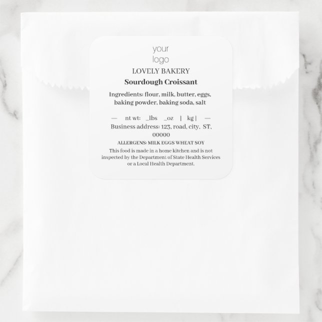 Simple Cottage Food Labels (Bag)