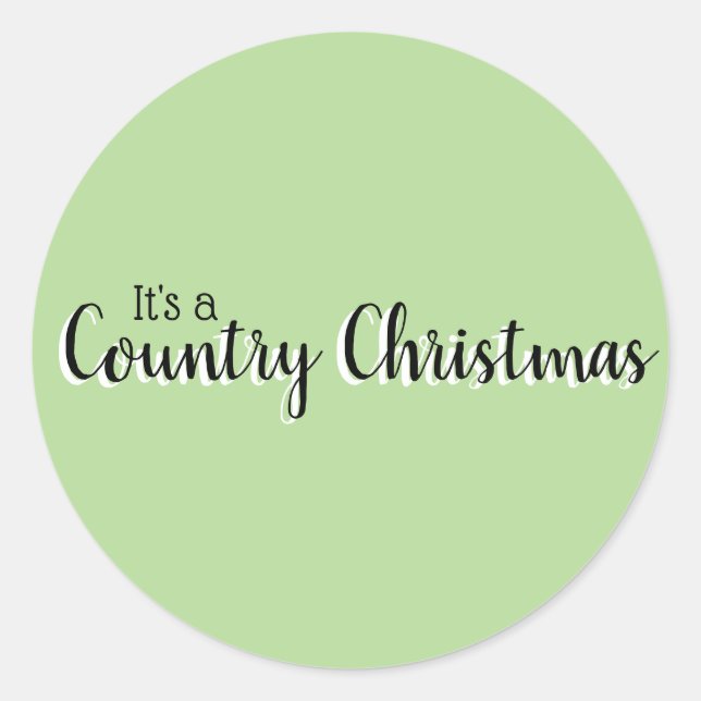 Simple Country Christmas Green Classic Round Sticker (Front)