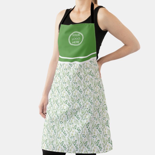 Simple Country Herbs Pattern Add Your Logo Apron (Insitu)