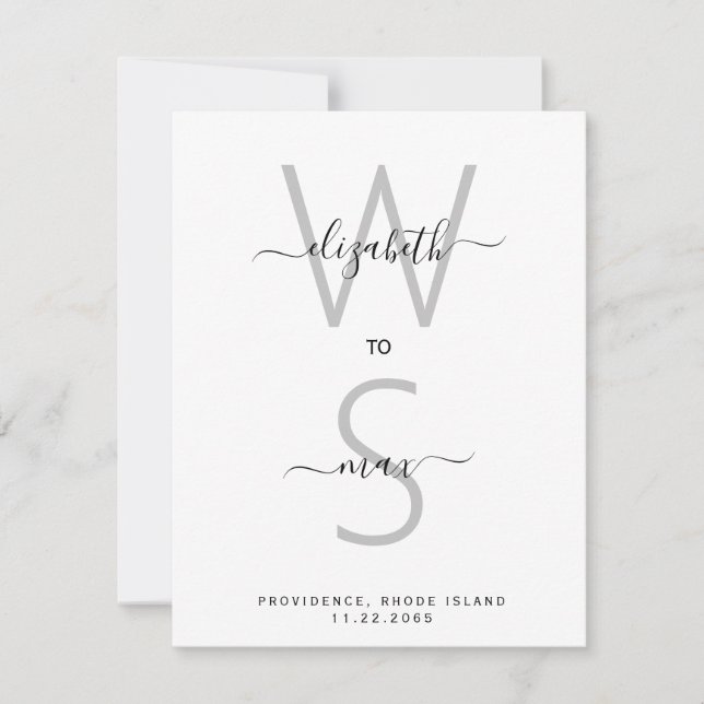 Simple Couple Initials & Last Name Save the Date (Front)