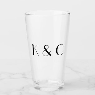 Simple Couple Initials Wedding Glass