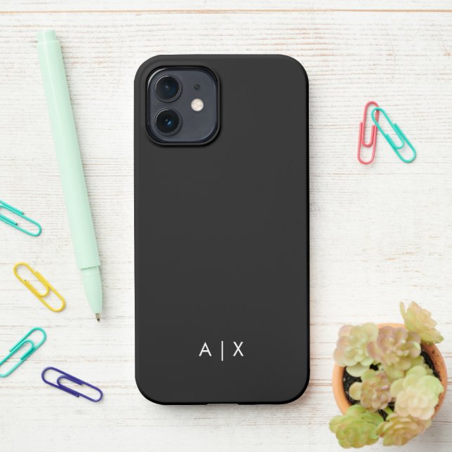 Simple Couple Name monogrammed iPhone Case (On Desk)