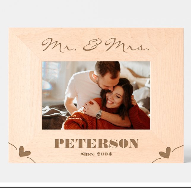 Simple Couple Names Engraved wood frame  (Creator Uploaded)
