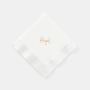 Simple Couple Orange Script Name Wedding  Napkin