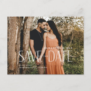 Simple Couple Photo Collage Save The Date Announcement Postcard
