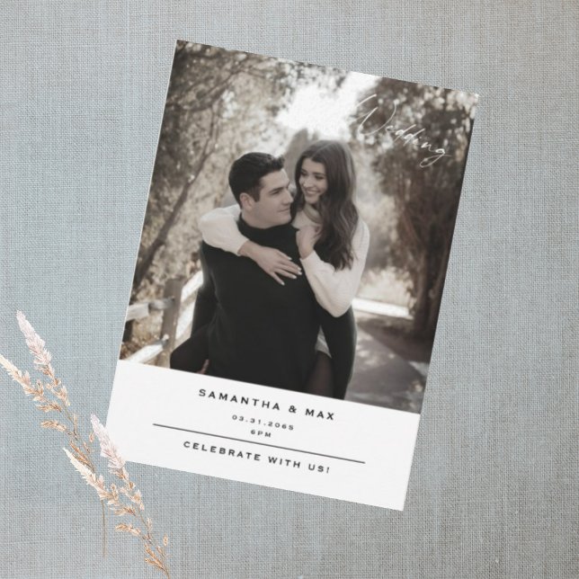 Simple Couple Photo Modern Contemporary Wedding Invitation (Creator Uploaded)