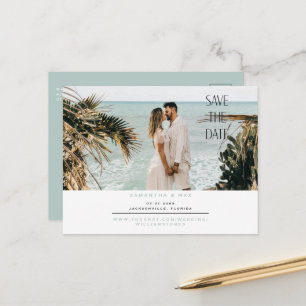 Simple Couple Photo Seafoam Save the Date Postcard