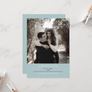 Simple Couple Photo Winter Ice Blue Contemporary Invitation