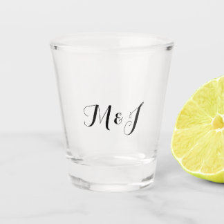Simple Couple Script Initials Wedding Shot Glass