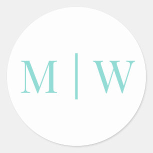 Simple Couple Wedding 2 Initial Mon VS DIY Colours Classic Round Sticker