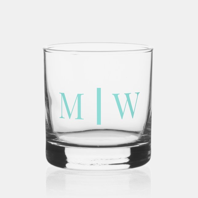 Simple Couple Wedding 2 Initial Mon VS DIY Colours Whiskey Glass (Front)