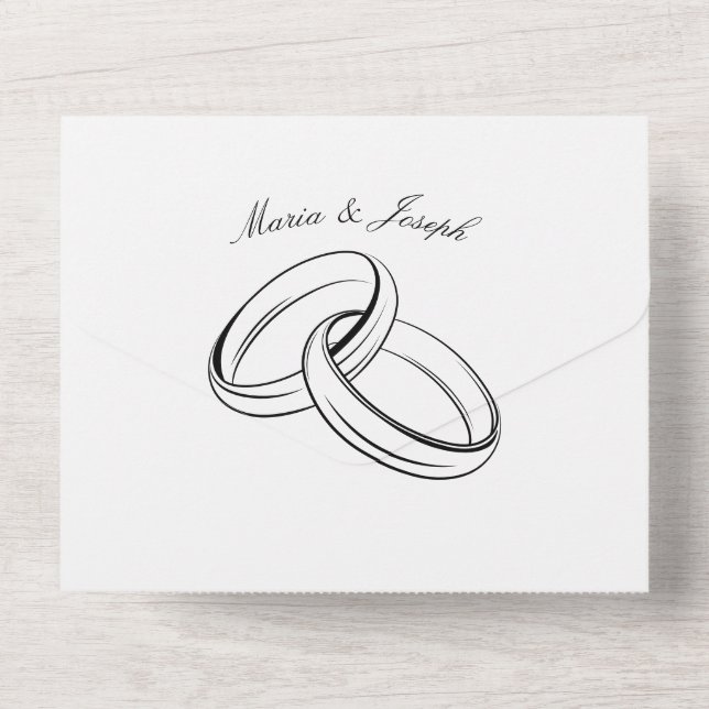Simple couple wedding ring all in one invitation (Back)