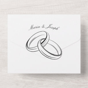 Simple couple wedding ring all in one invitation