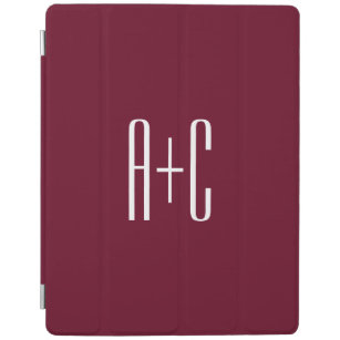 Simple Couples Initials   White & Burgundy iPad Cover