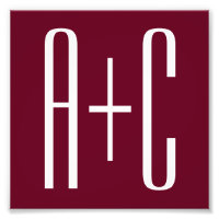 Simple Couples Initials | White & Burgundy